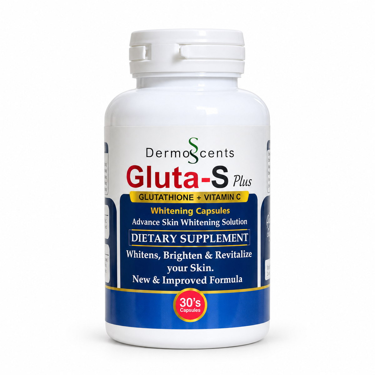 Gluta-S Plus Glutathione Vitamin C Whitening Capsules | Anti-Aging Skin Brightening Formula 30caps