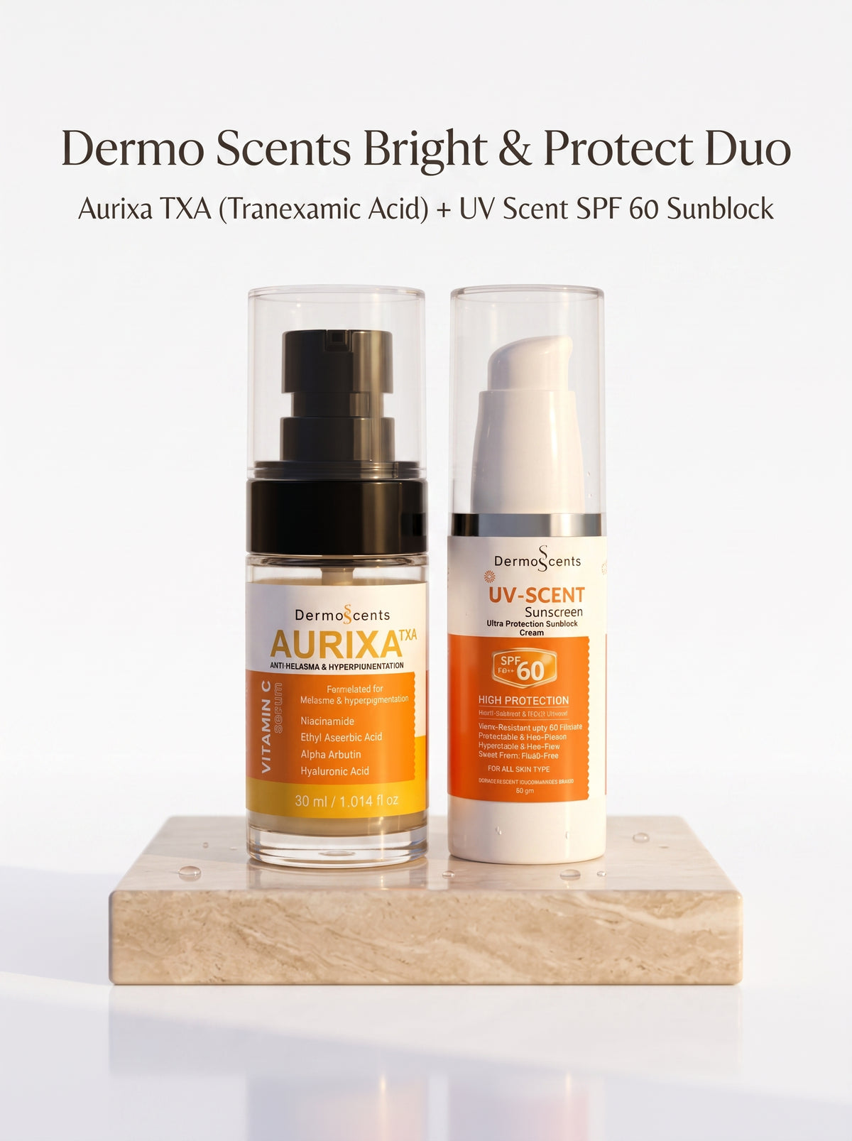 Aurixa TXA + UV Scent SPF 60 | Brightening & Sun Protection Skincare Bundle